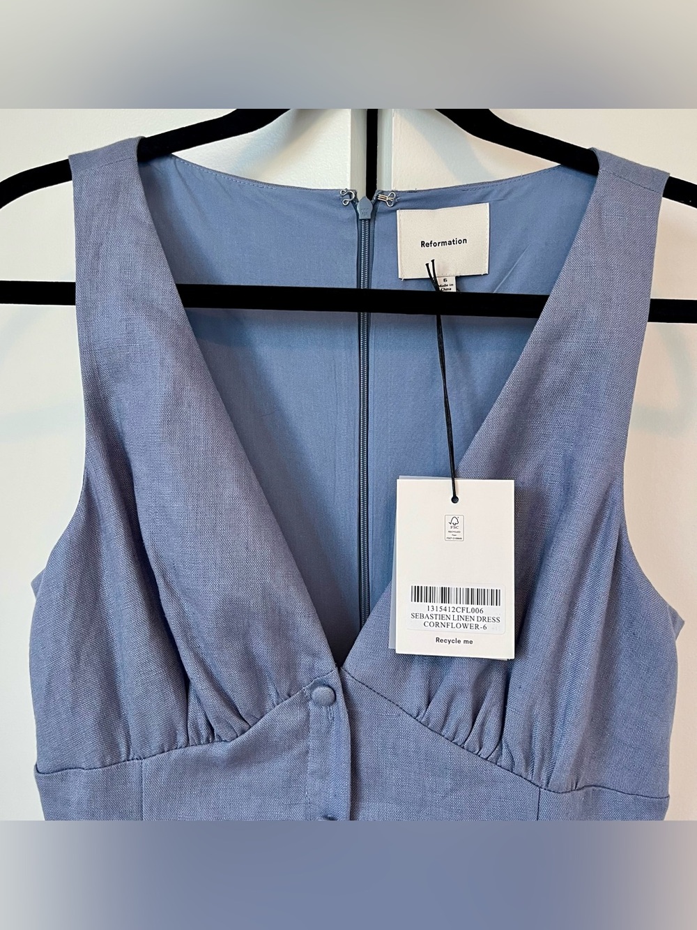 Reformation Sebastien Linen Midi Dress, Size 6, NWT - Picture 2 of 11